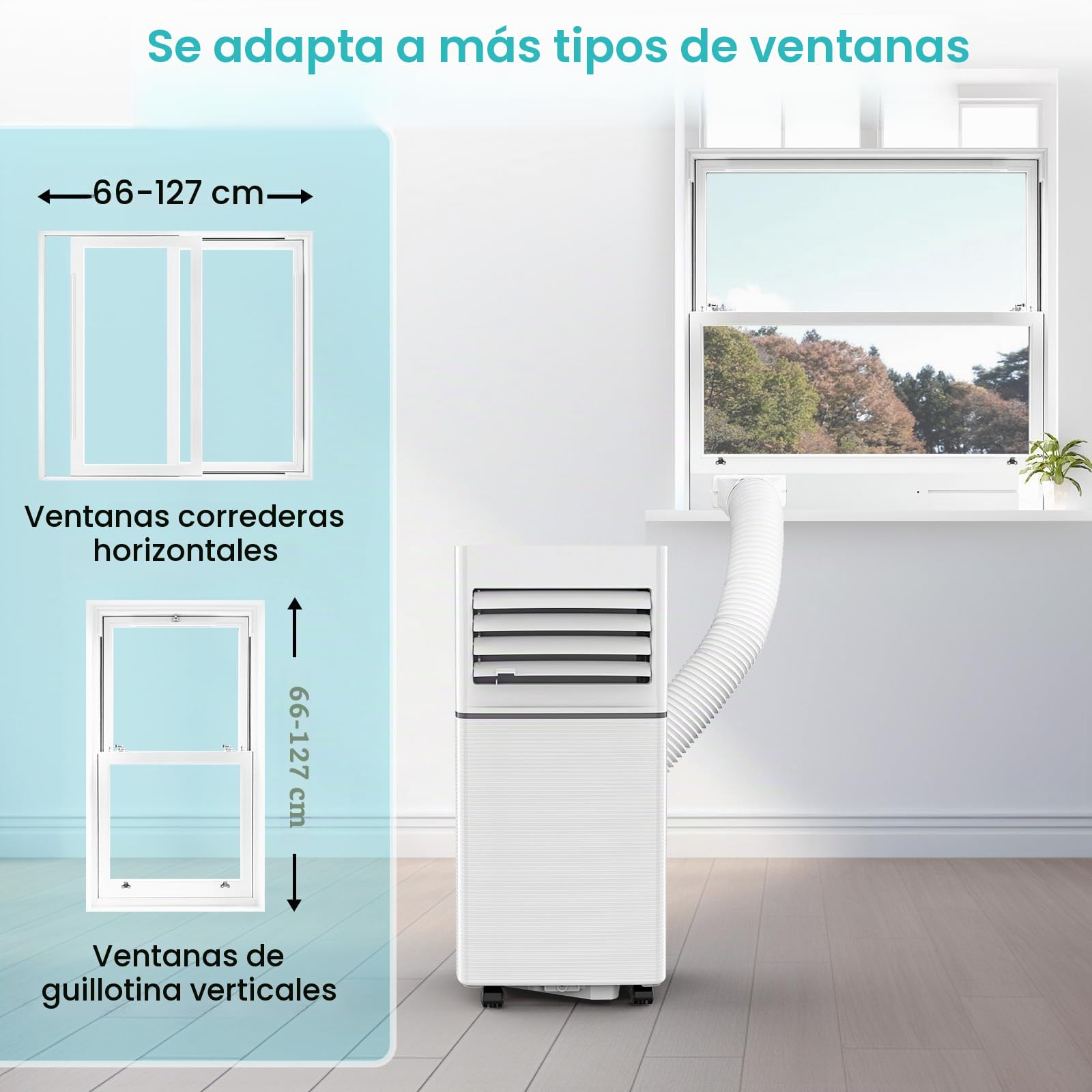 Electactic Climatizador portátil 10000 BTU silencioso para dormitorio, oficina y espacios pequeños, refrigeración 3 en 1, deshumidificador y ventilador, evaporación automática, 2 velocidades