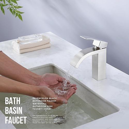 Miniatura 2 de Grifo de baño grifo de lavabo de tocador de una sola manija 1 agujero lavabo mezclador grifo RV lavabo recipiente grifo sin plomo, SF4-BNSUS304