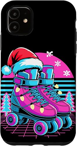 Vista 8 de Christmas Synthwave Rollerskate Rollerskater Rollerskating Case for iPhone 16