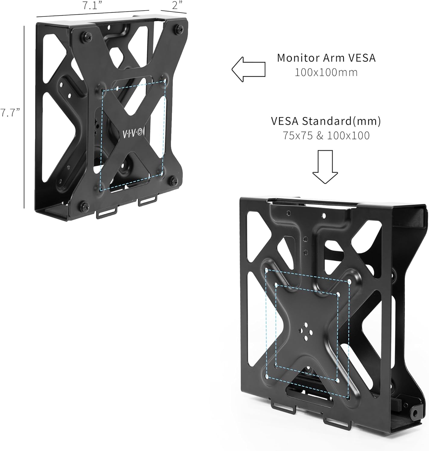 VIVO Behind Monitor Mini PC VESA Mount Designed for Dell OptiPlex Micro CPU, Monitor Arm Computer Holder, Concealed Behind Screen, Desk and Wall Mounting Options, Black, Mount-DLMM2