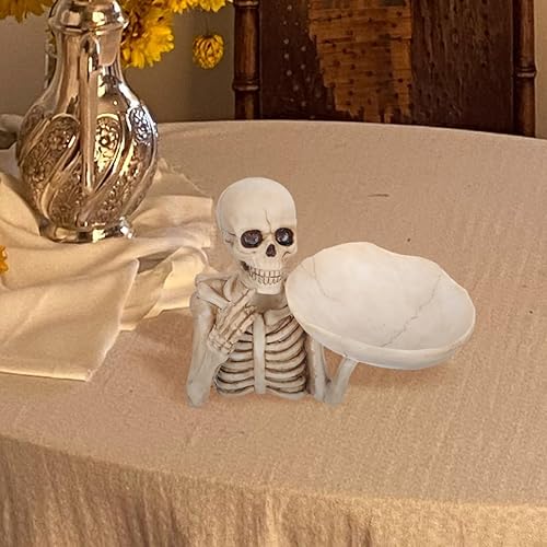 Miniatura 4 de Bandeja de almacenamiento de calavera, decoración de Halloween, material de resina, forma de esqueleto vívido