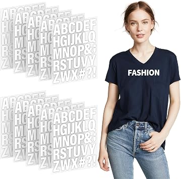 10 Sheets 310 Pieces Iron on Letters for Fabric 1.6 Inch Heat Transfer Vinyl Letters with A-Z Iron on Vinyl Letters White PU Alphabet Adhesive Stickers for DIY Printing Craft Clothing T-Shirt Jersey