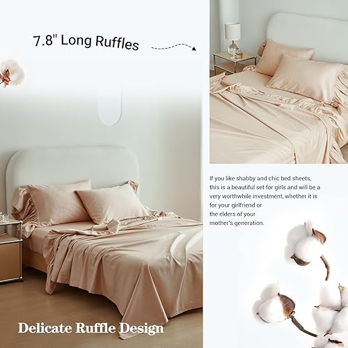 Miniatura 4 de Simple&Opulence Juego de sábanas 100% de algodón orgánico elegante y desgastado chic (1 sábana encimera, 1 sábana bajera y 2 fundas de almohada con