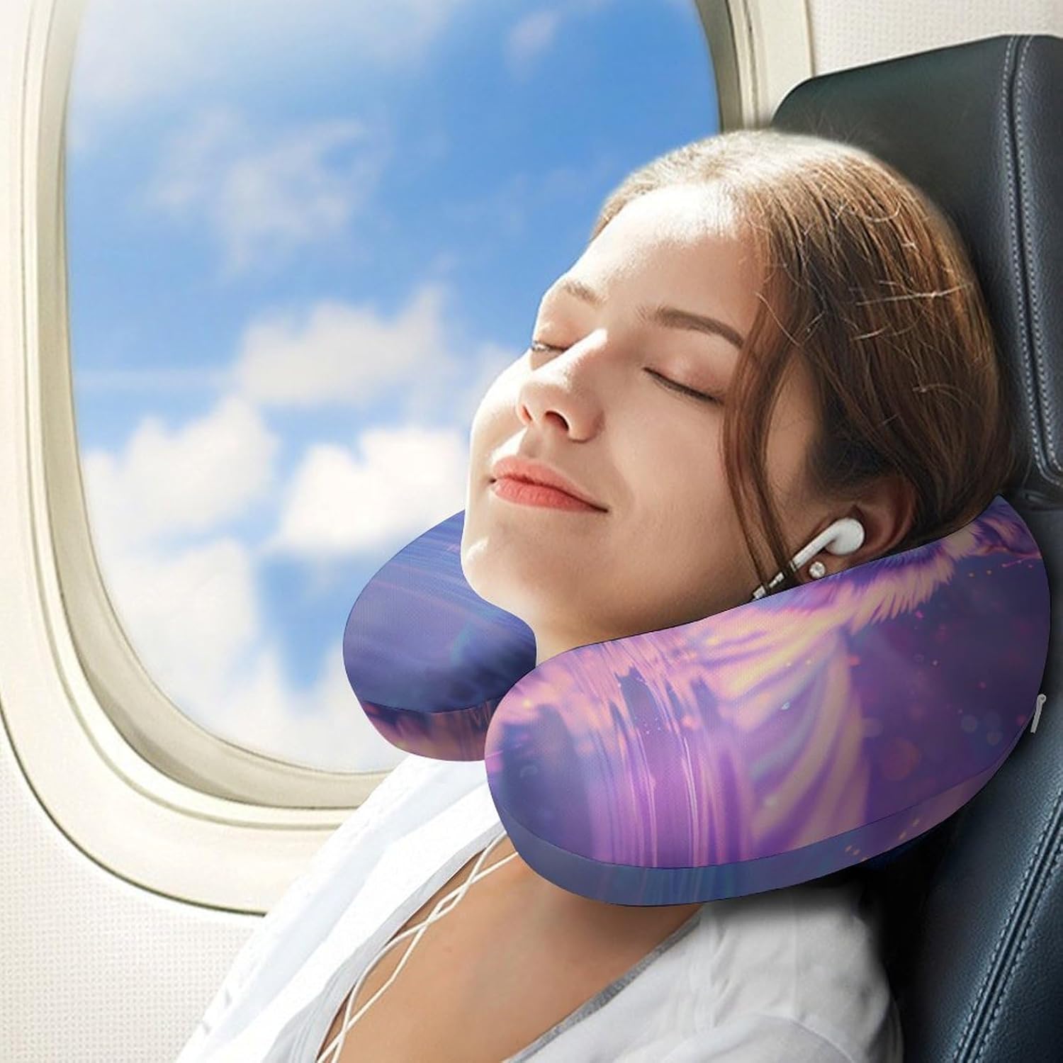 Neon Tiger Wild Animal Funny Travel Pillow U Shaped Memory Foam Neck Pillows Portable for Flight Car Home Office