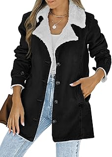 Sponsored Ad - GOSOPIN Women Lapel Sherpa Fleece Lined Jean Jacket Stand Collar Button Down Winter Warm Denim Coat Outerwe...