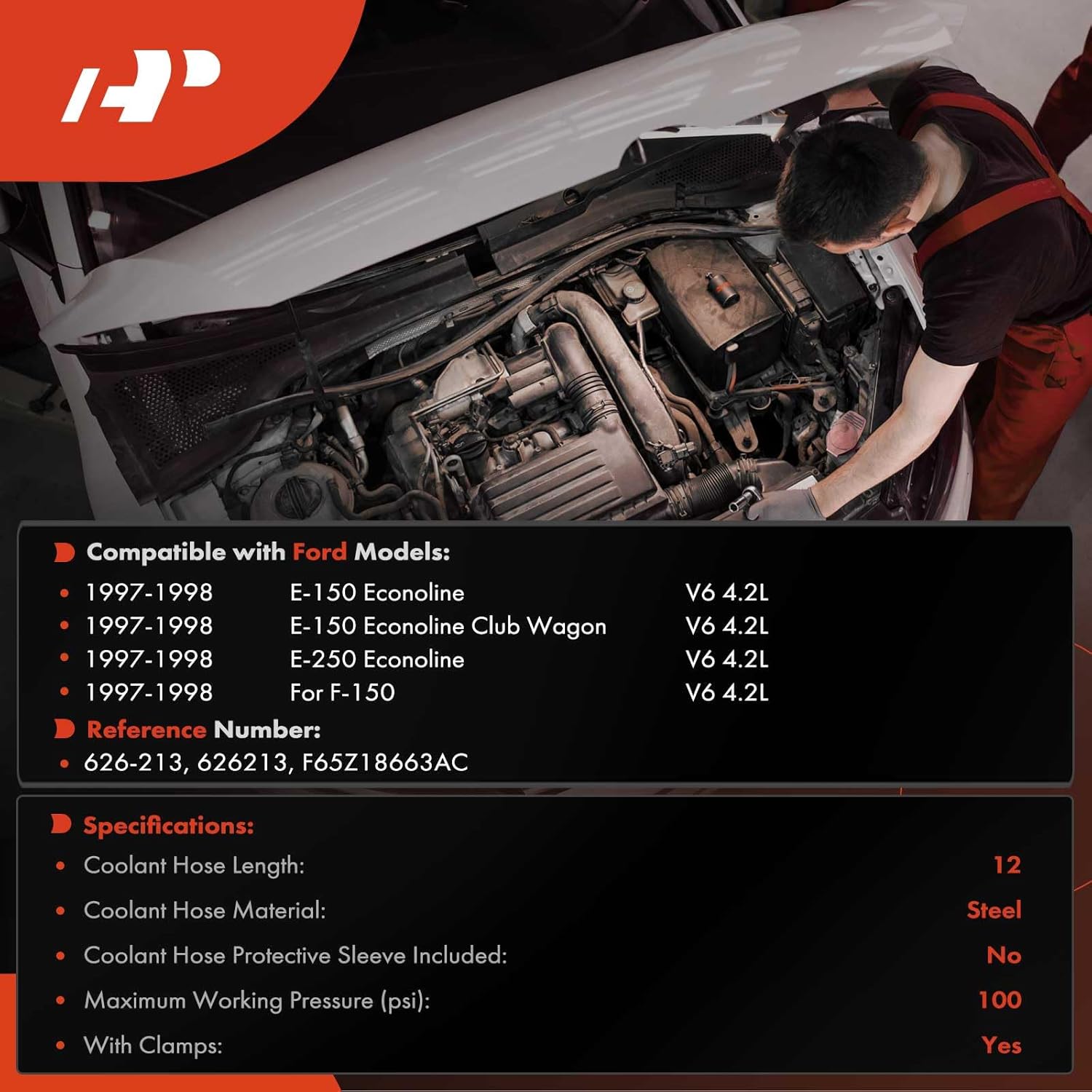 A-Premium HVAC Heater Hose Pipe Line Assembly with Clamps Compatible with Ford F-150, E-250 Econoline, E-150 Econoline, E-150 Econoline Club Wagon, 1997-1998, 4.2L