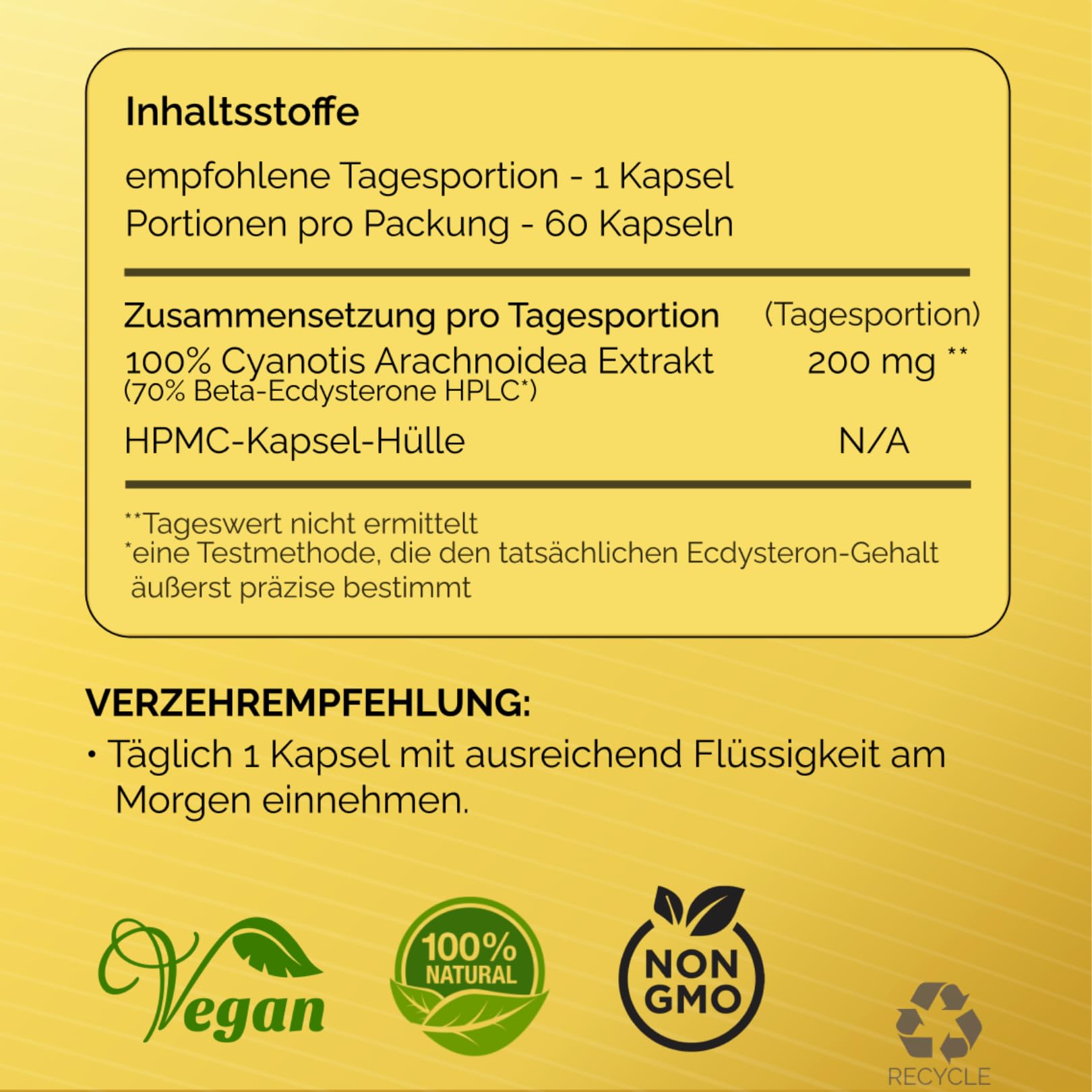 AlphaBear Gamechanger Beta-Ecdysteron Kapseln, 60 Kapseln, Pflanzliches Supplement aus Cyanotis Arachnoidea, Vegan, Made in Germany
