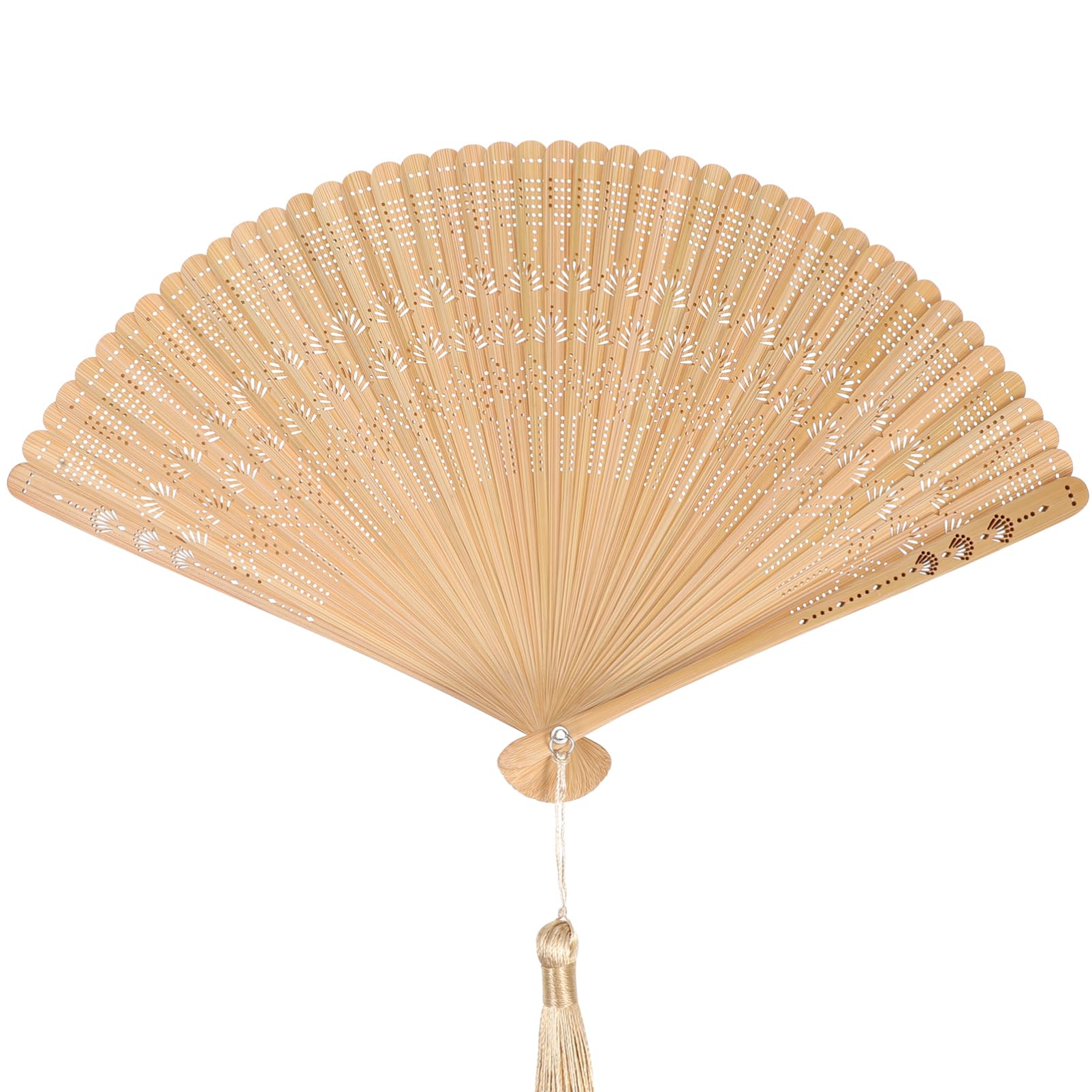 Toyvian Bamboo Folding Fan Handheld Vintage Fan Portable Brown for Women Ladies Summer Wedding Party Decoration