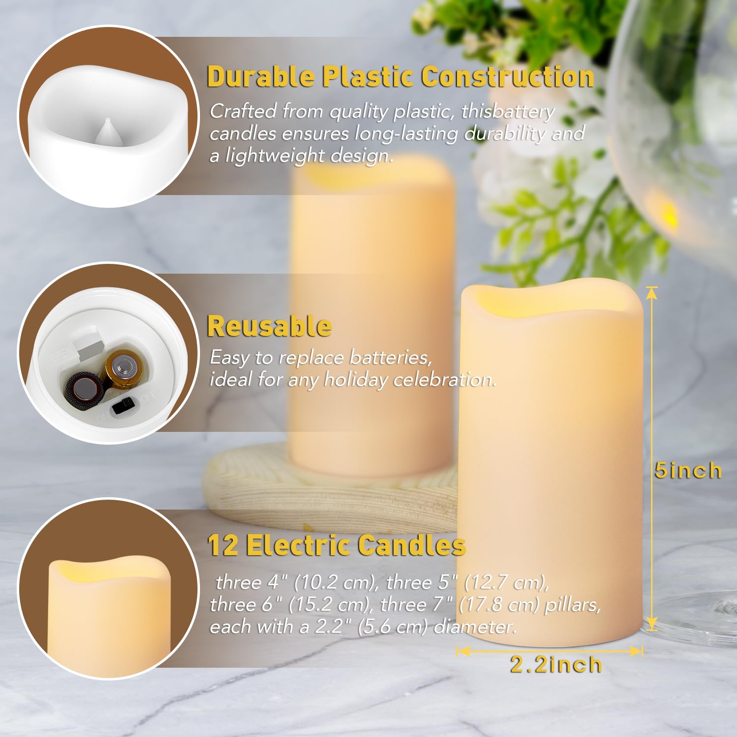24 Bougies Votives Sans Flamme, Bougies Électriques Vacillantes Sans Flamme, Bougies LED à Piles En Blanc Chaud Pour Mariage, Table, Décorations De Célébration De Festival