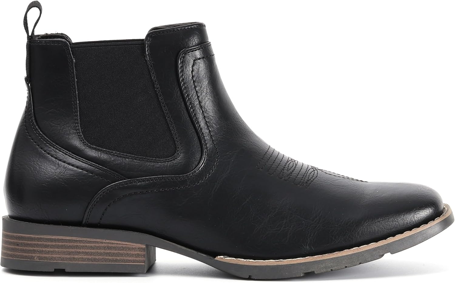 IXU Cowboy Boots For Men Square Toe Ankle Western Boots Casual Dress Slip On Men Shoes - Image 2