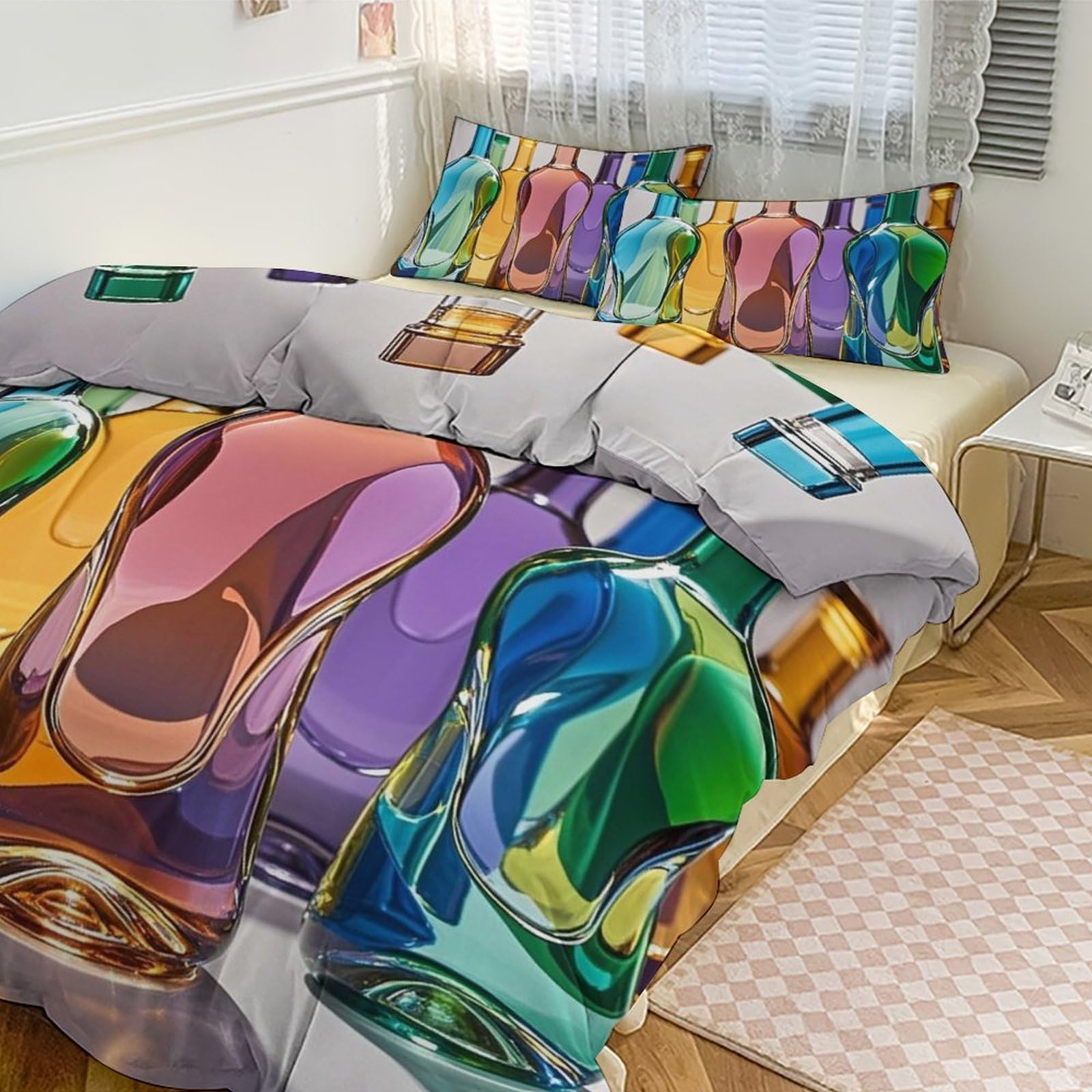 Housse de couette de luxe artistique 3 pièces ultra douce pour lit King Size moderne