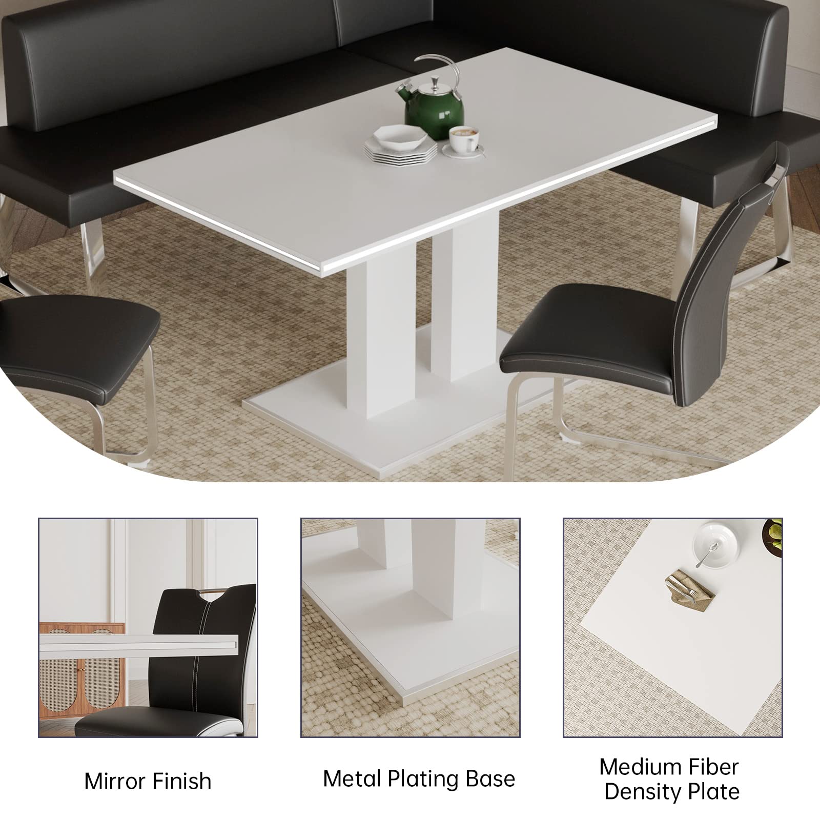 Amazon.com - jiexi 59 in Wooden Dining Table Set, 2 PU