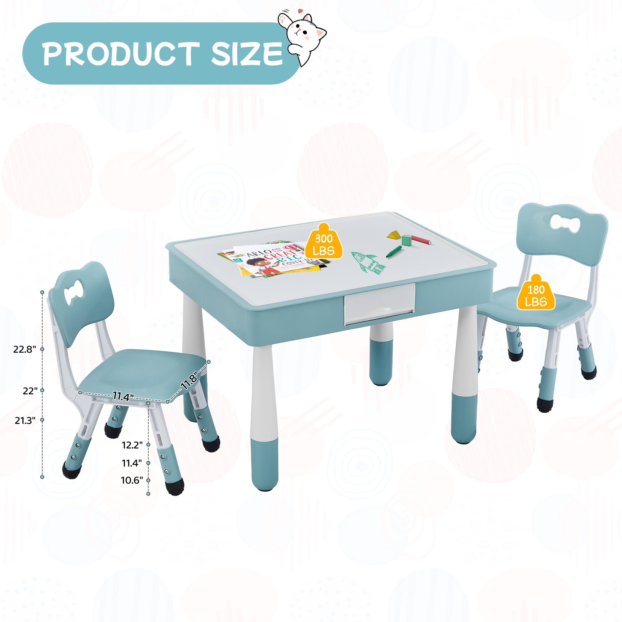 Snapklik.com : CuFun 4 In 1 Kids Table And 2 Chairs Set, Toddler Table ...