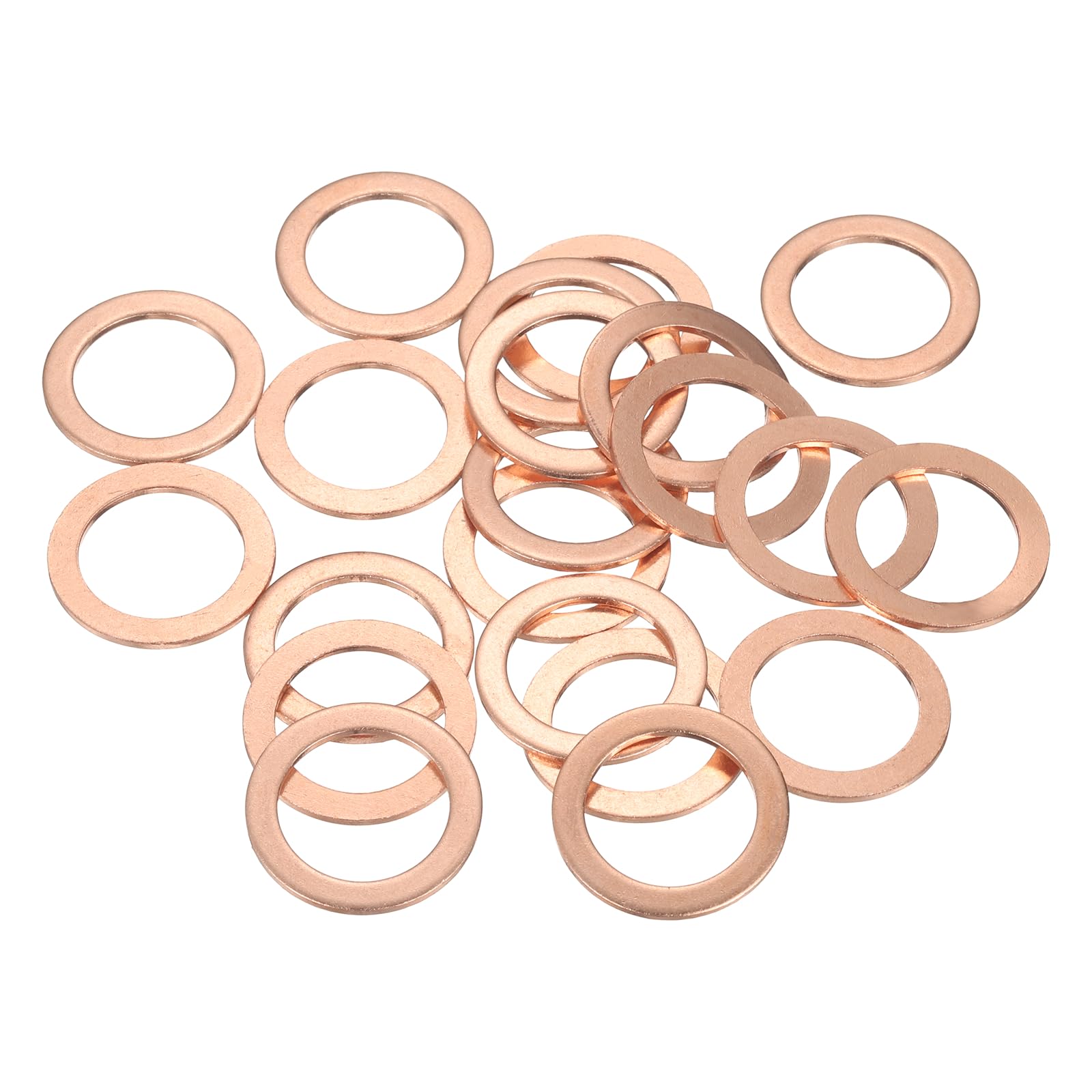 sourcing map 22 Pcs Flat Copper Washers, 20x28x1.5mm Copper Upgraded Flat Metric Sealing Crush Ring Washers for Hydraulic Fittings Screw Bolt Nut Electronic Repair