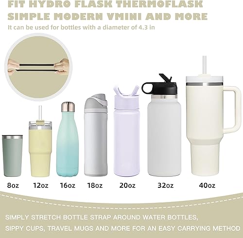 Miniatura 3 de Mango para botella de agua, soporte para botella de agua de silicona suave, eslinga, cordón, portador con correa, se adapta a la mayoría de botellas