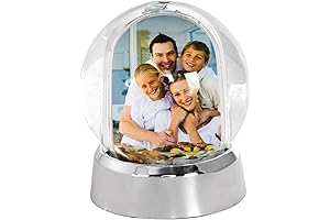 Miniature Photo Snow Globe with Glittering Silver Base