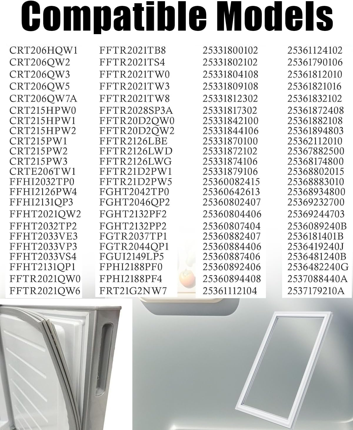 Upgraded 241872513 Refrigerator Door Gasket Fit for Frigidaire Crosley Kenmore Tappan, Replace 240514608 241872506 240370906 240514608 White Freezer Door Seal