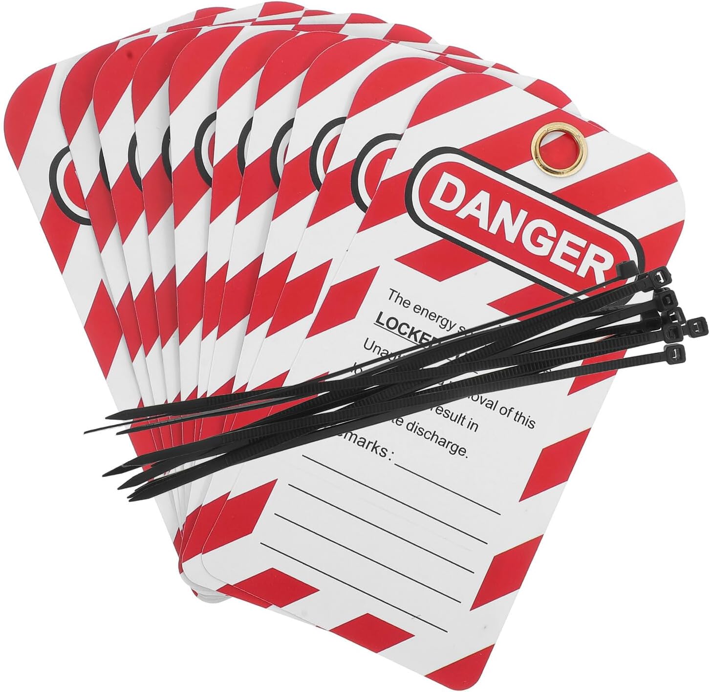 PRETYZOOM Warning Lockout Tags with Cable Ties, 10pcs Industrial Danger Do Not Operate Equipment Safety Labels for Factory Lockout Tagout Compliance