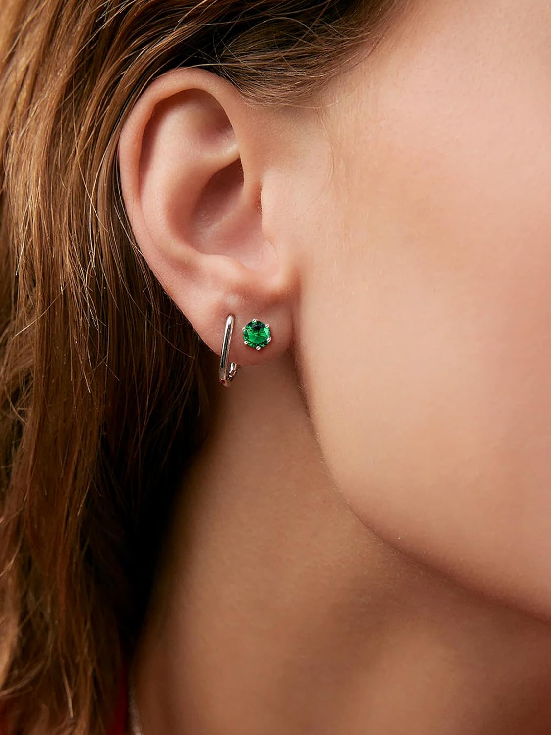 925 Sterling Silver Stud Earrings for Women, Heart/Round Birthstone Earrings Birthday Jewelry for Women Wife Daughter (with Gift Box) - Image 2