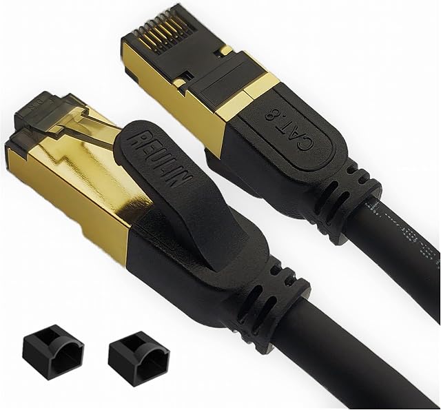 Reulin Ethernet Cable 3M - Plug and Play Cat8 LAN Cable TP 40G RJ45 Network Cable To Link Modem Router Hub With Smart Tv Ethernet Splitter Gigabit Switch Gaming PS4-PS5 - For Home and Office (3M)