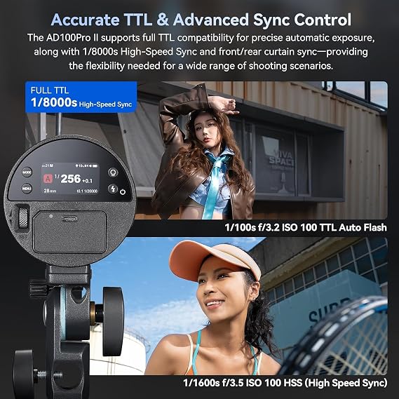 Flashpoint AD100 Pro II AD100Pro II AD100ProII XPLOR 100 Pro II R2 TTL Pocket Flash 100Ws Portable Wireless Strobe, HSS 1/8000s, Li-Ion Battery, 2.4GHz R2 System (Godox AD100Pro II)