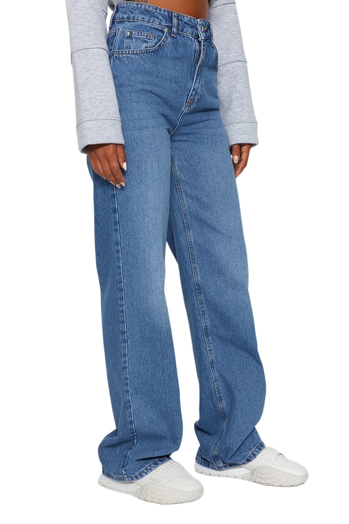 Trendyol Damen Gerade Weites Bein Hohe Taille Jeans – Bild 5