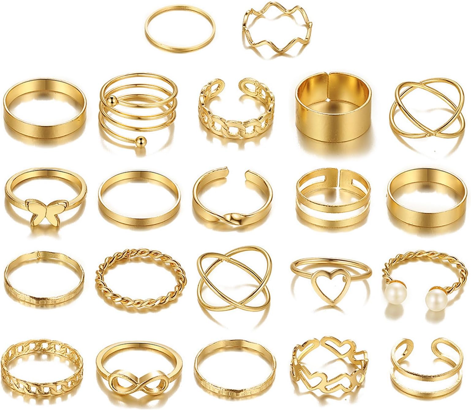 ALLWYOU22 pcs Vintage Rings Set Stackable Knuckle Joint Thumb Rings for Women Adjustable Rings for Women Teen Girls Open Chunky Rings