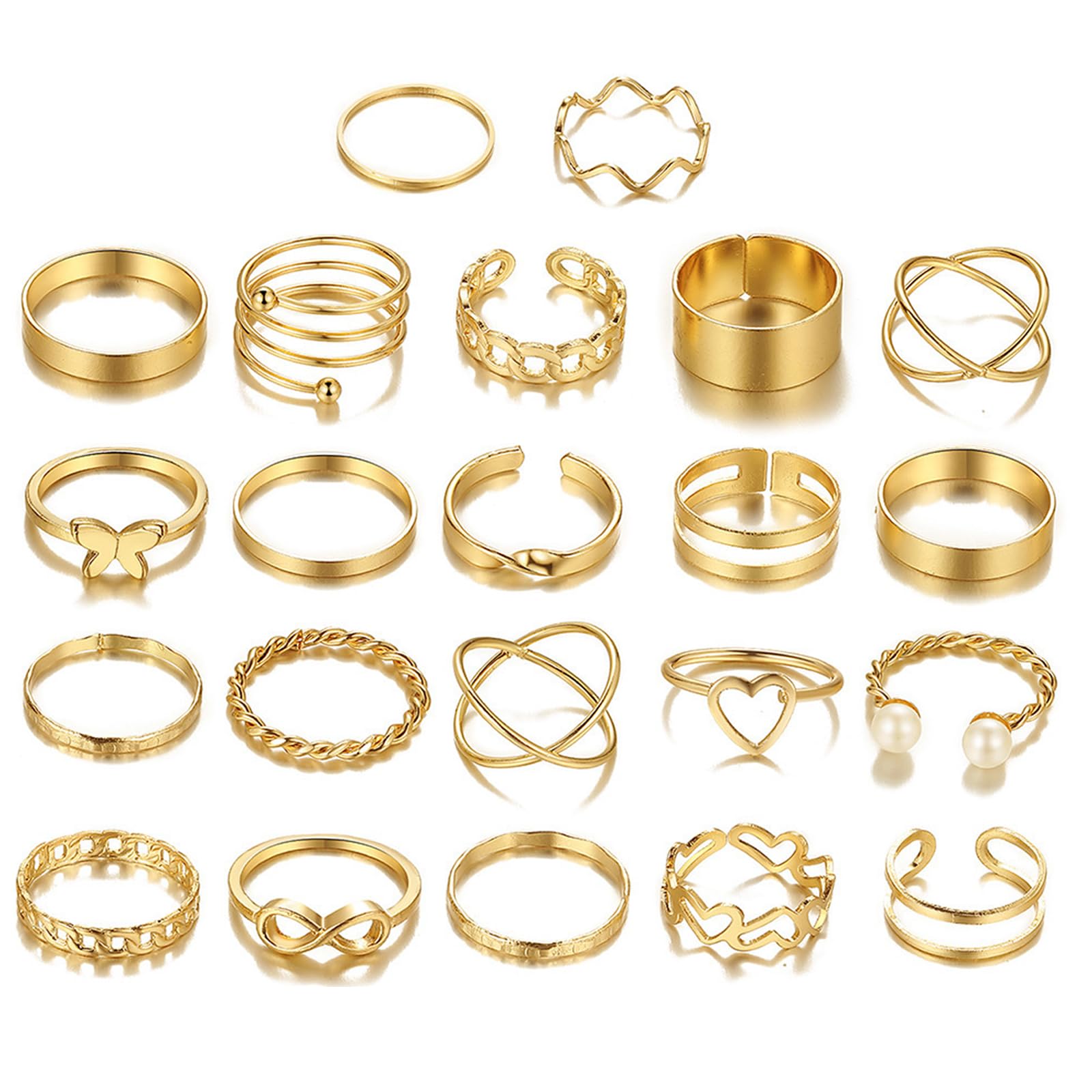 ALLWYOU22 pcs Vintage Rings Set Stackable Knuckle Joint Thumb Rings for Women Adjustable Rings for Women Teen Girls Open Chunky Rings