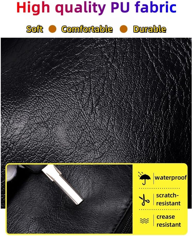 PU Casual Backpack,Men Women casual Leather laptop backpack,Daily commuter leather backpack,work bag (Brown) - Image 8