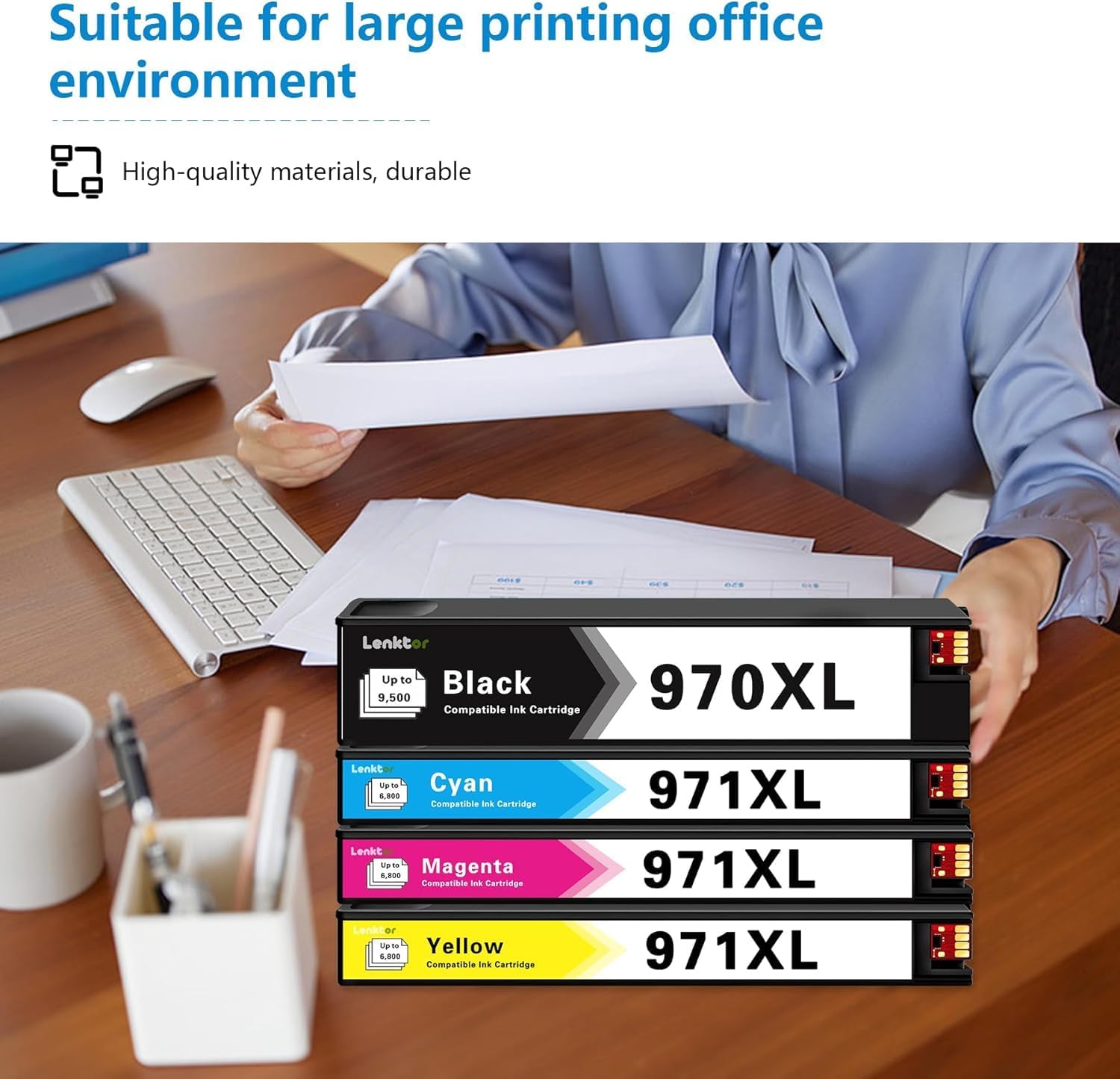 970XL 971XL Ink Cartridges High-Yield Replacement for HP Ink 970XL 970 971 for OfficeJet Pro X451dw X451dn X476dw X476dn X576dw X551dw Printer (4 Pack, Black/Cyan/Magenta/Yellow)