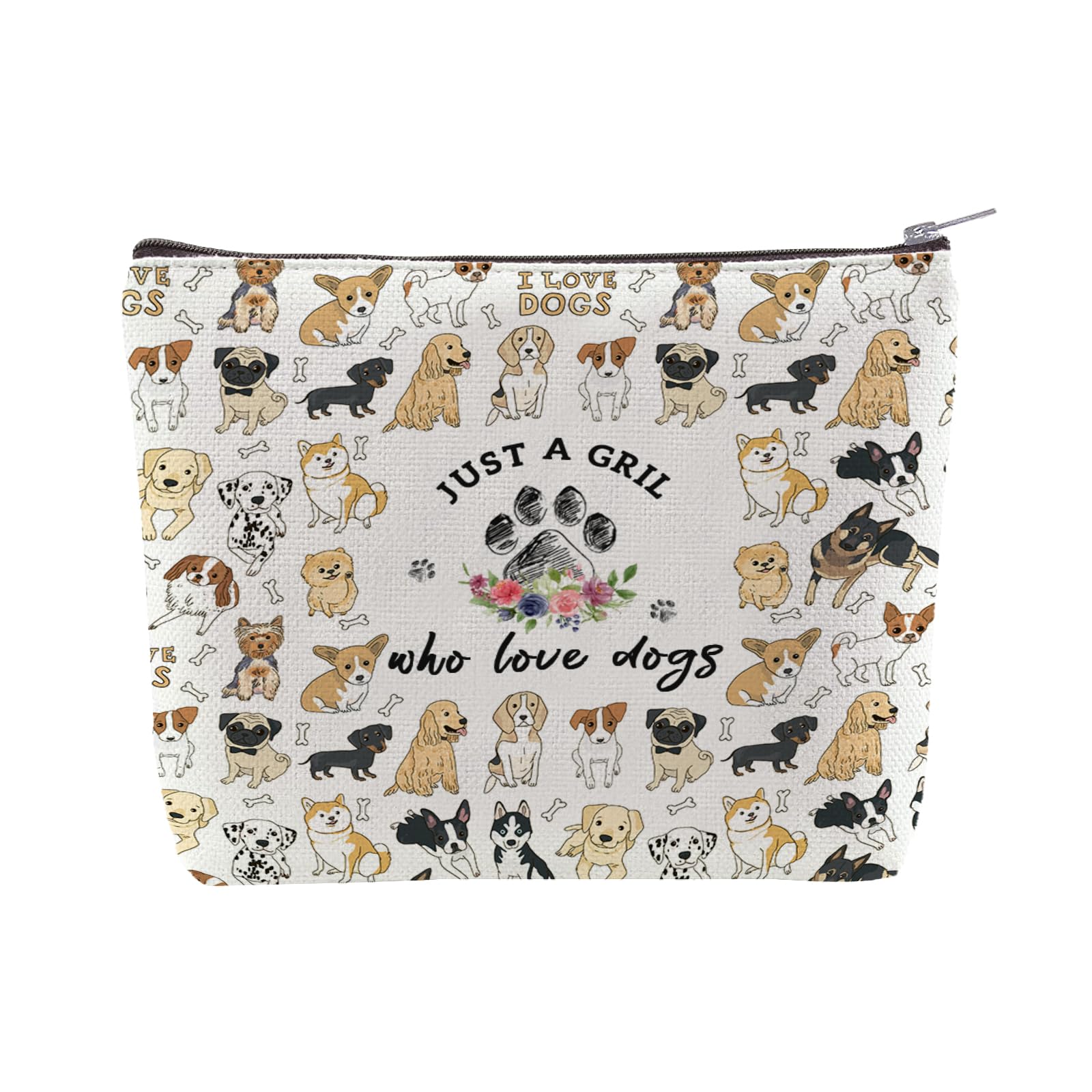 Kosmetiktasche „Just A Girl Who Loves Dog“ – Wasserdicht, 23x17 Cm, Hundemotiv, Geschenk Für Hundeliebhaber