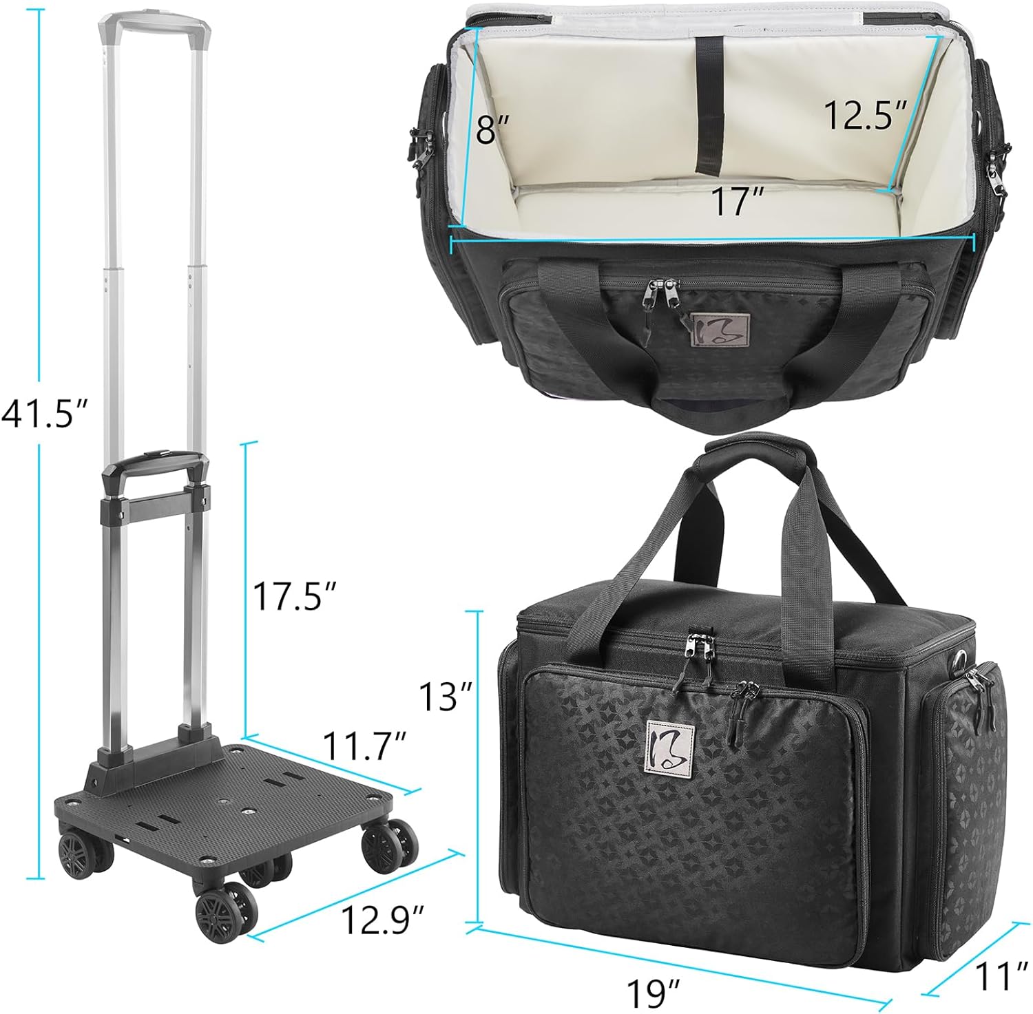 Rolling Sewing Machine Bag with Universal wheels,Sewing Machine Carrying Case with YKK zipers, Compatible most Standard Brother, Singer, Bernina, Sewing Machines (black)