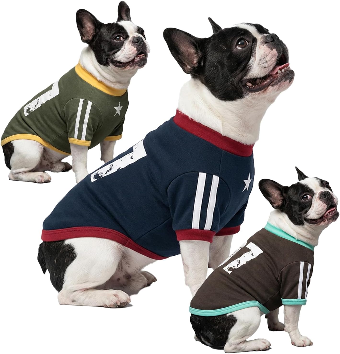 3-Pack Sweater for Large Dogs, Dog Warm Sweatshirt, Elastic Pajama & Jersey for Male Female Puppy, Doggy Pug Fall Outfit Costume, Frenchie Bulldog Winter Fleece Vests and Pullover Tshirt, L