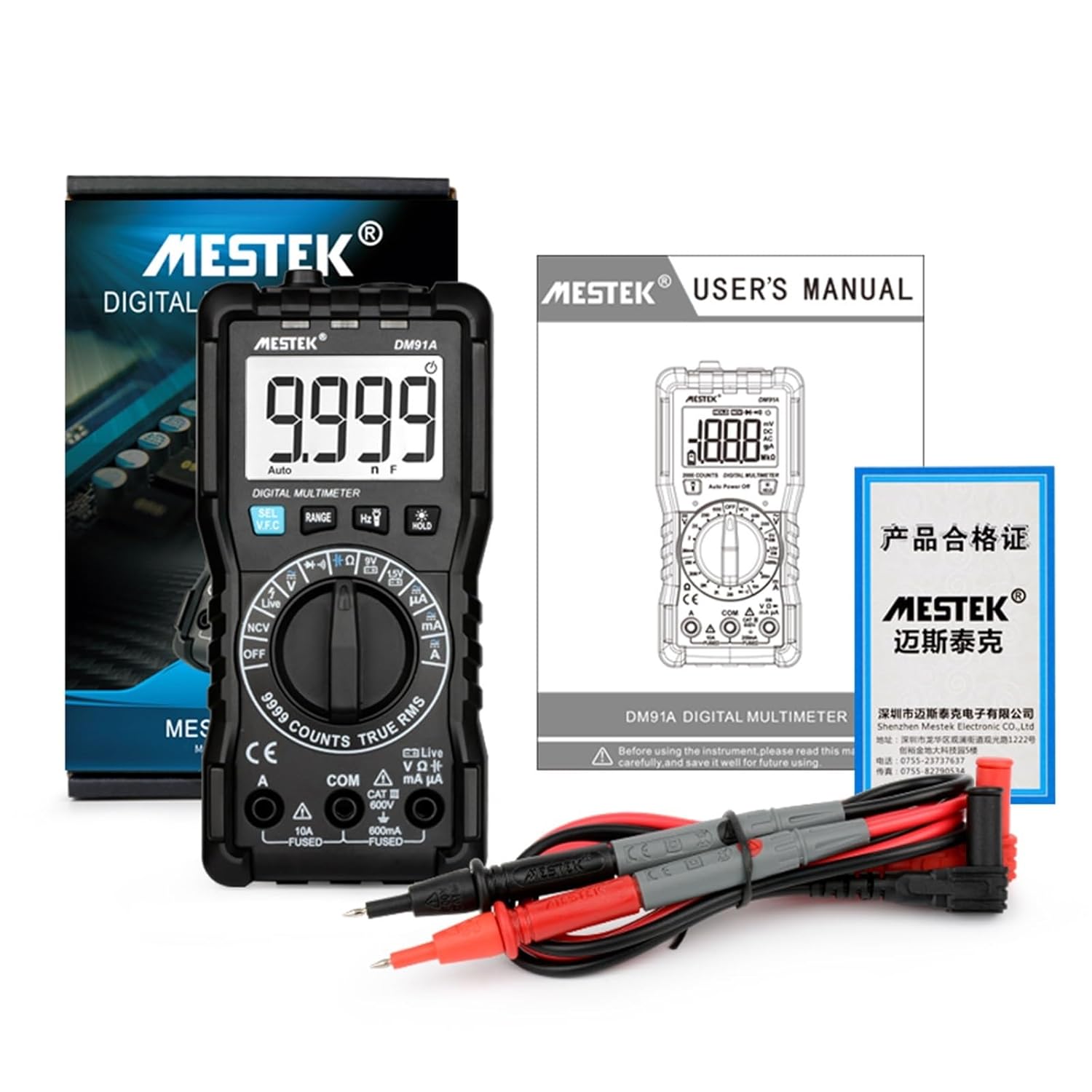 Mini Digital Multimeter 10000 Counts True RMS Auto Range AC/DC Volt Amp Ohm Diode Continuity Capacitance Tester Multimeter