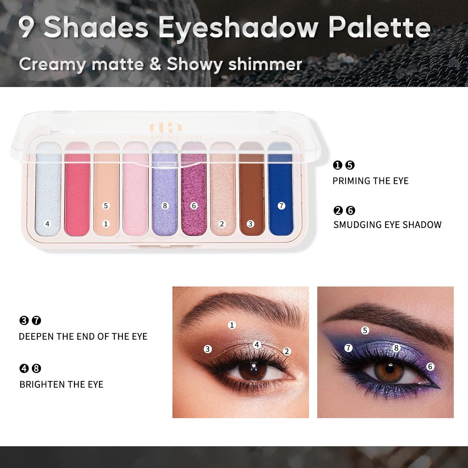 Color Nymph All in One Makeup Kit for Women & Girls, Cosmetics Gift Set with Sequin Shoulder Bag Includes Eyeshadow Palette, Lip Gloss, Lipstick, Liquid Blush, Eyeliner, Eyebrow pencil, Mascara, Brush - Image 4