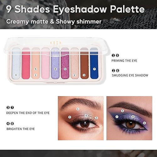 Miniatura 4 de Color Nymph Kit de maquillaje todo en uno para mujeres y niñas, juego de regalo de cosméticos con bolsa de hombro de lentejuelas, incluye paleta de