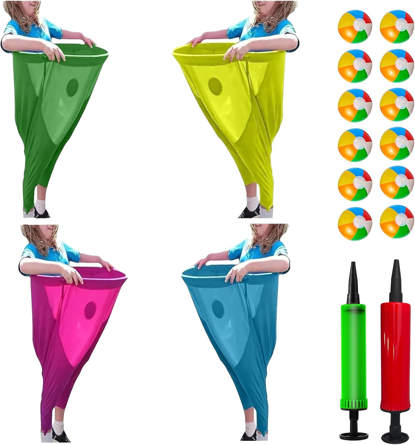 Granny Pants Outdoor Game, 4Pcs Granny Pants Yard Game for Adults and Kids, Giant Outdoor Games with 4 Oversized Pants & 12 Bouncy Balls, Family Reunion Party Field Game Set