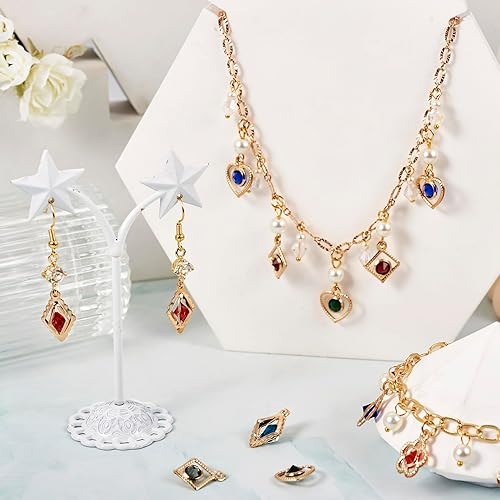 Miniatura 3 de Cheriswelry 48 dijes redondos planos de aleación de cristal de bronce de 0.59 pulgadas (0.591 in), colgantes de piedra natal colorida, dijes