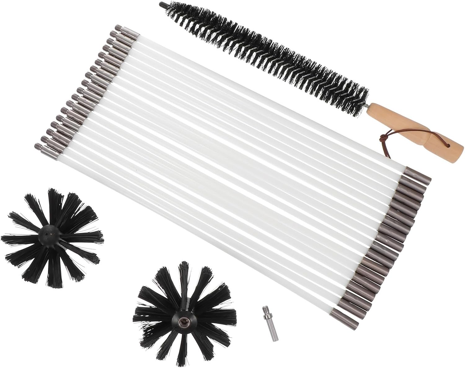 Toyvian Chimney Cleaning Brush Kit with 18 Flexible Rods, Fireplace Vent Brush Cleaning Tool Set for Dryer Vent and Flue, Household Chimney Sweep Accessories