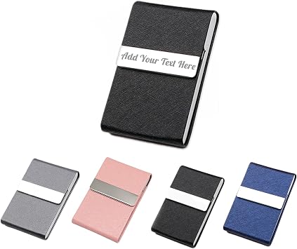 EAQ Custom Business Card Holder Personalized Leather Business Card Holder for Men&Women Custom Logo/Name Business Card Holder Gift