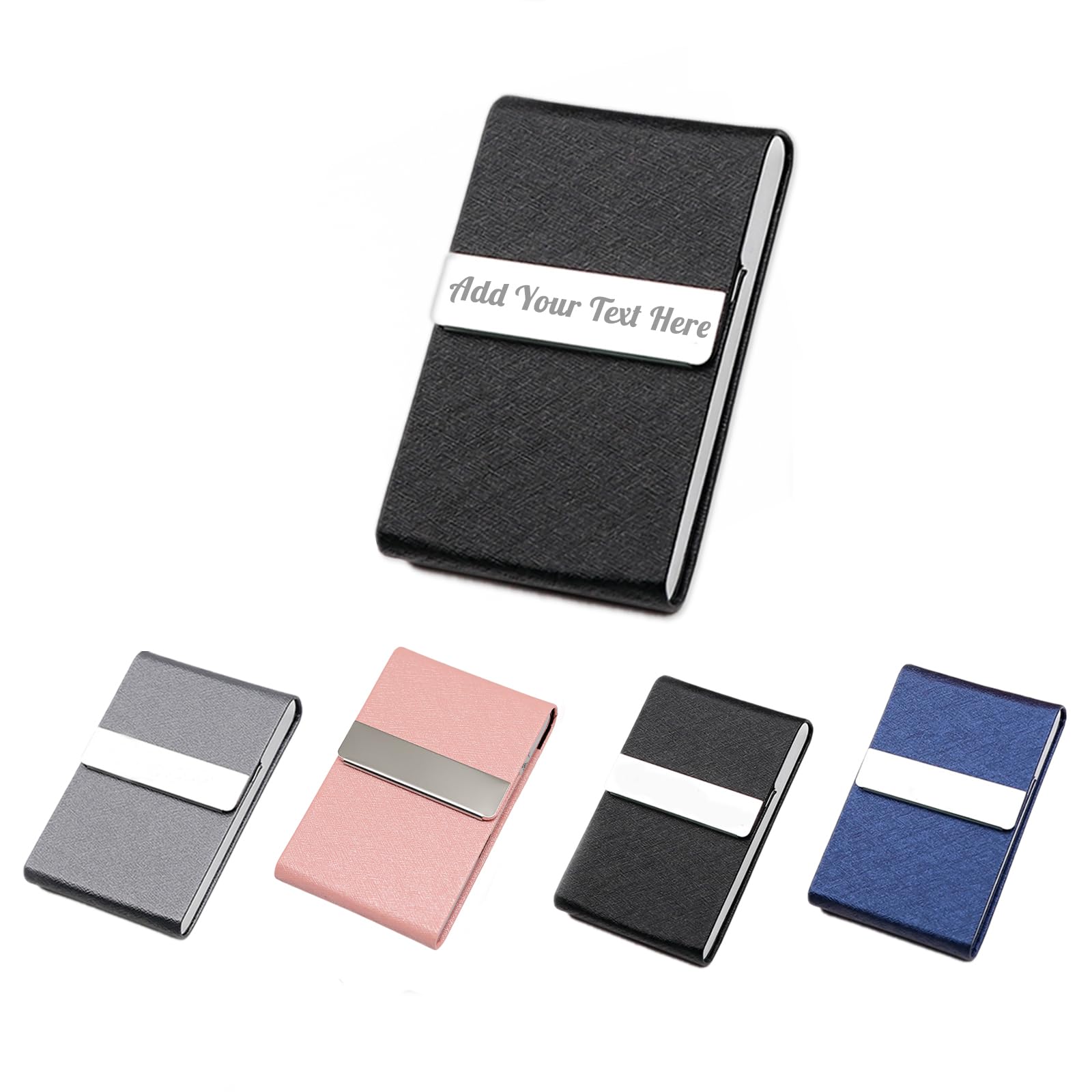 EAQ Custom Business Card Holder Personalized Leather Business Card Holder for Men&Women Custom Logo/Name Business Card Holder Gift