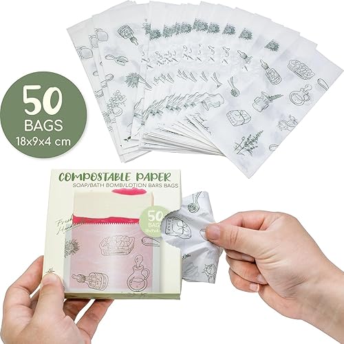 Miniatura 5 de Hepgodin Paquete de 50 bolsas de papel para hacer jabón, barra de loción, bomba de baño, lápiz labial, aceite esencial, regalo, manualidades,