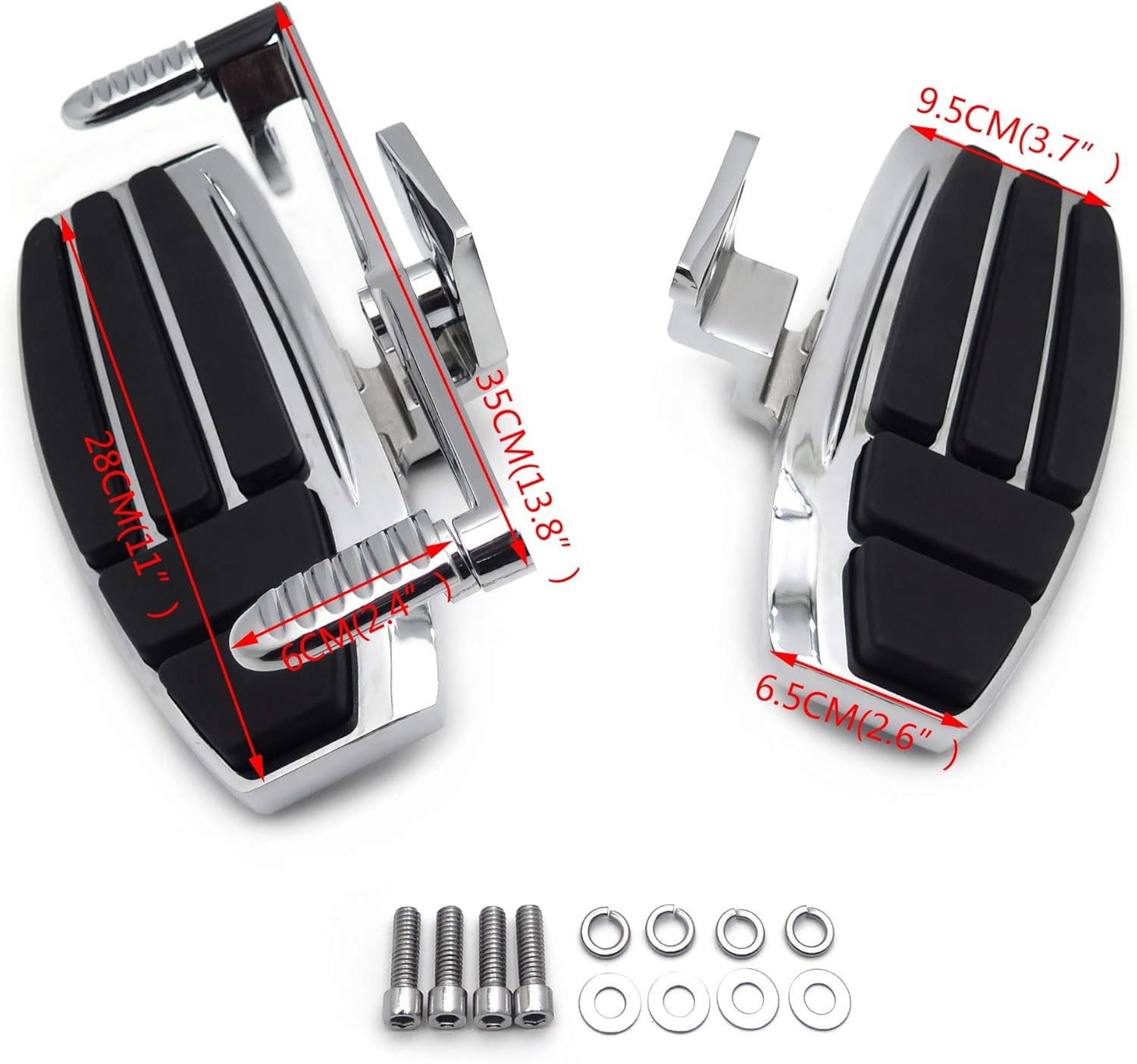 SMT- Floorboard Driver Front Foot board & Screws Kit Compatible With Goldwing 01-17 GL1800 13-16 F6B 14-15 Valkyrie Chrome [P/N: MT216-130]