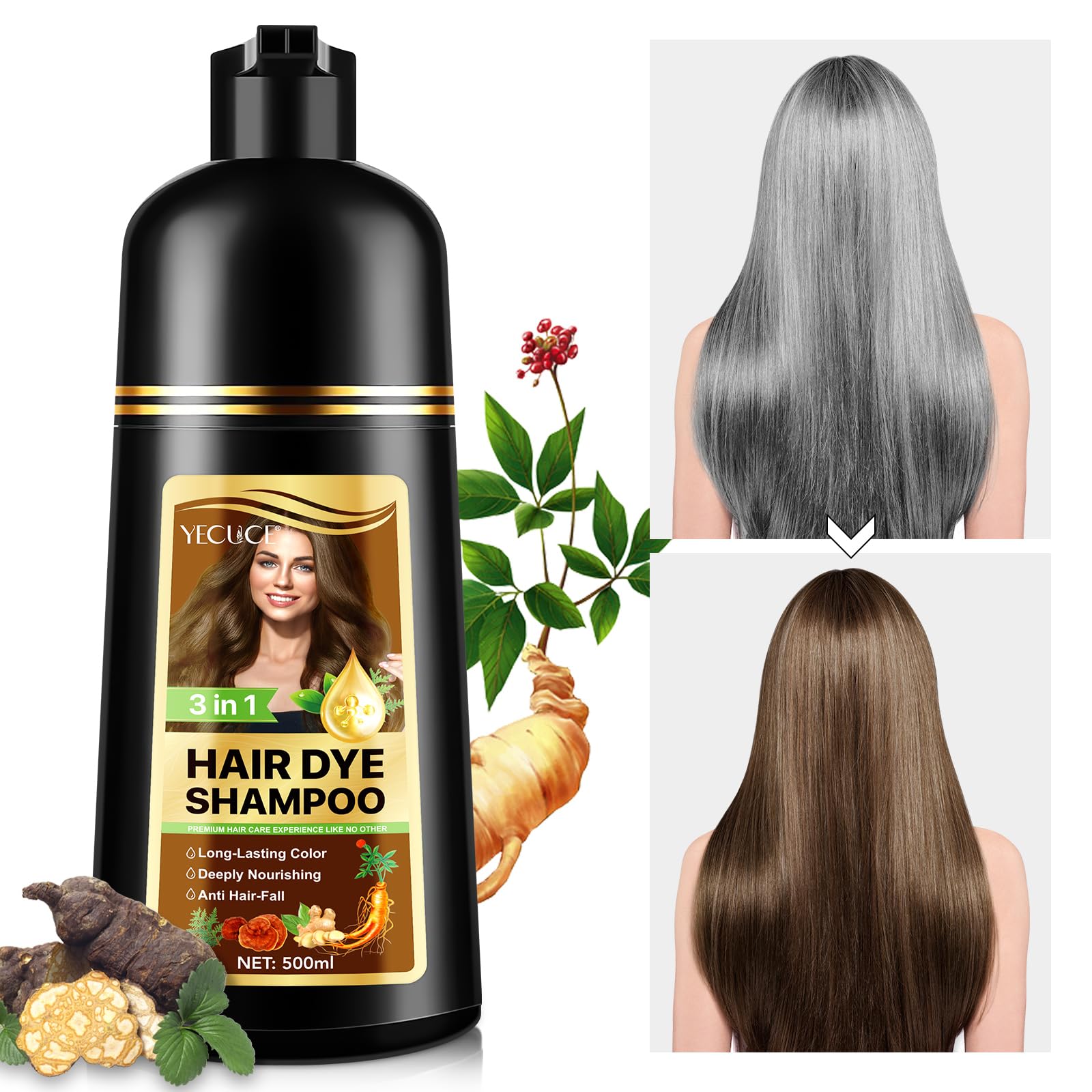 Amazon.com : Instant Hair Dye Shampoo Dark Coffee, 500ml Color for