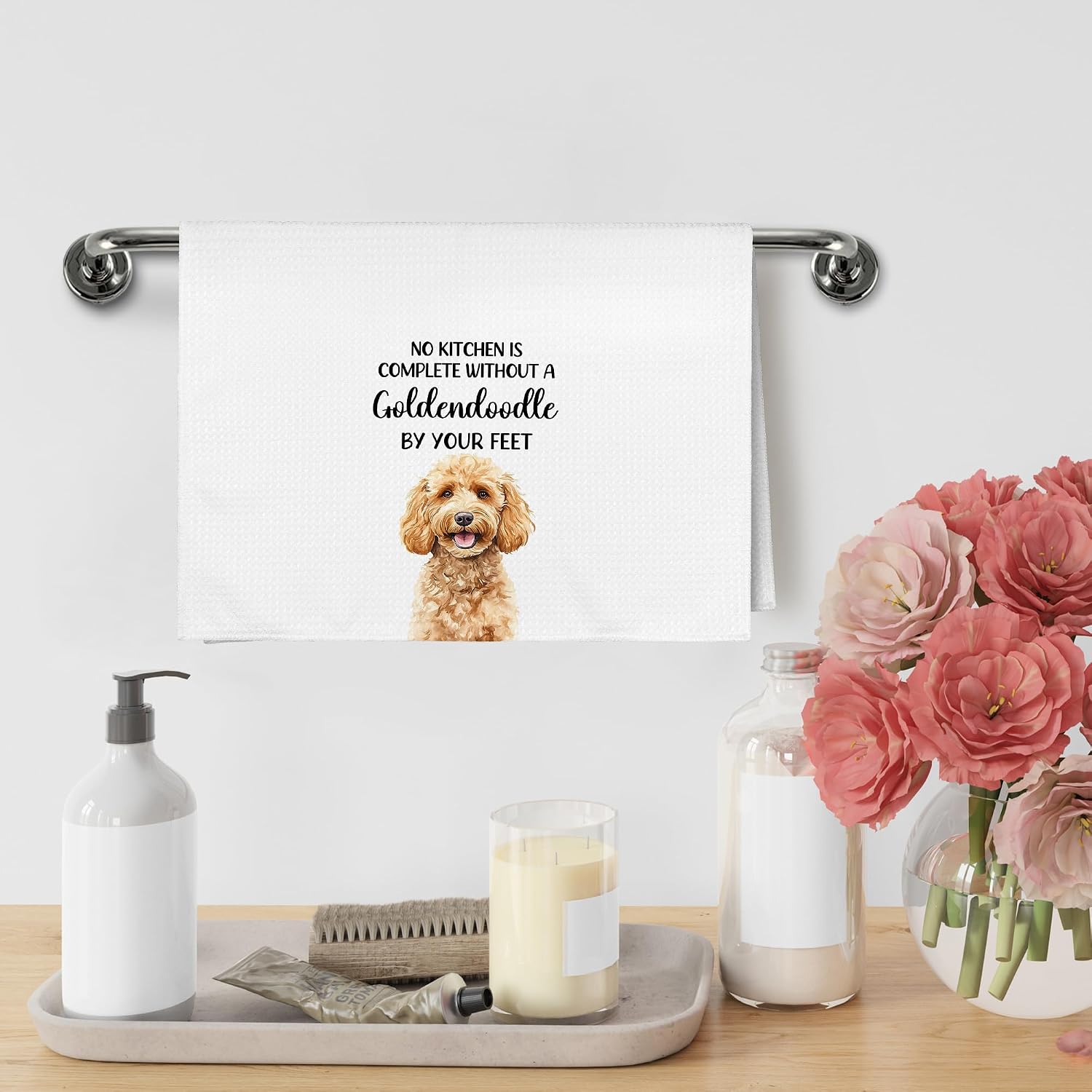 Funny Goldendoodle Golden doodle Dog Kitchen Towels Gifts for Women Men Owners, Golden Doodle Must Have, Goldendoodle Dog Decor Accessories Dish Hand Tea Towels Ornament for Kitchen, 16x24In image 3