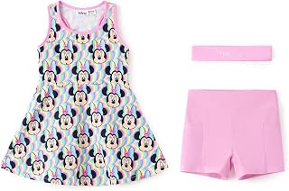 PATPAT Disney Frozen Elsa Princess Stitch Minnie Girls Tennis Dress Sleeveless Golf Outfit with Shorts Pocket & Headband 2-9 Years