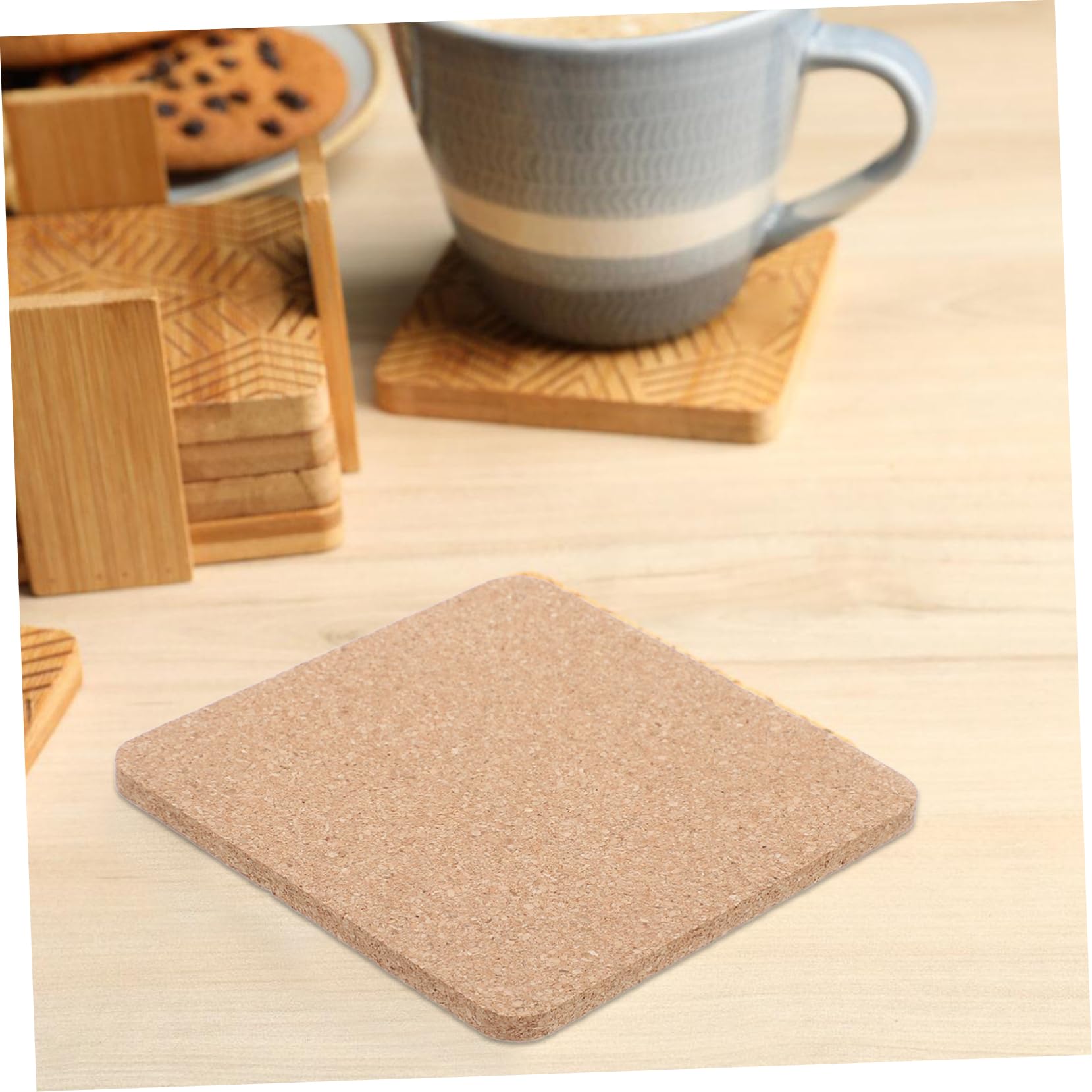IMIKEYA 5 Ensembles Dessous De Verre en Liège sous-Verre en Liège Dessous De Tasse en Coussinets Adhésifs pour Gobelets Plateau De Pot De Tapis De Bois 12 Pièces * 5