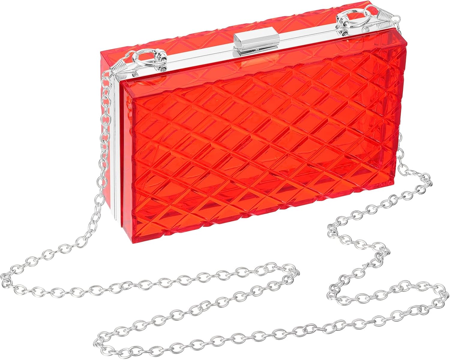 uxcell Women Acrylic Clear Clutch Purses Lattice Evening Handbag Crossbody Bag with Chain for Wedding Prom Party