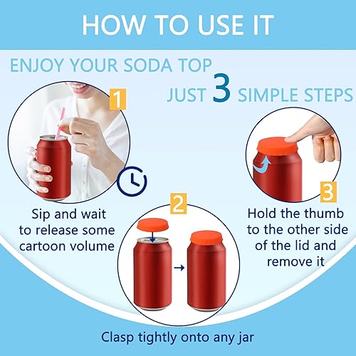 Miniatura 6 de Paquete de 8 tapas de silicona para latas de soda, cubiertas reutilizables para latas, cubiertas para cerveza, refrescos y bebidas, mantiene la