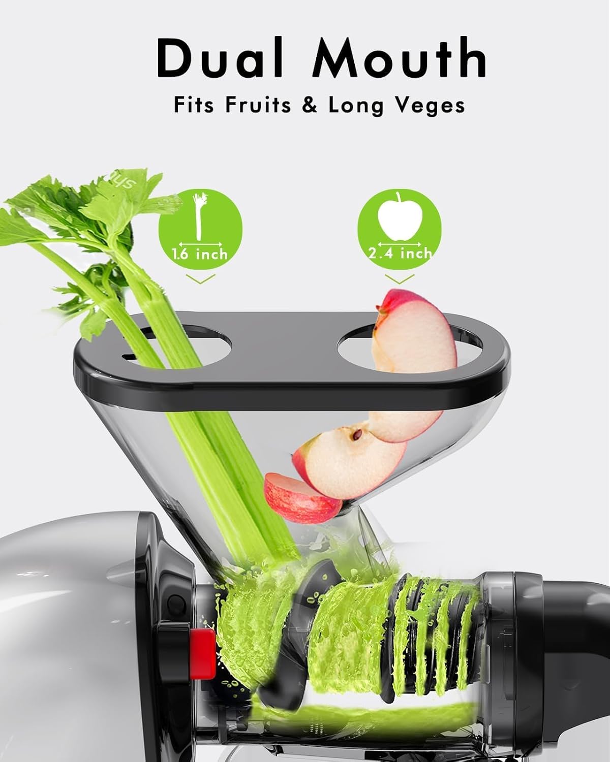 SIFENE Cold Press Juicer Machine, Compact Slow Masticating Juicer With Dual Feed Chute, Easy To Clean Fruit And Vegetable Extractor With Retro Toggle Switch, Quiet DC Motor For Small Kitchen, Grey